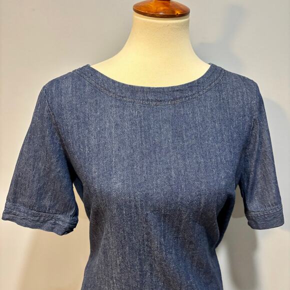 VTG Y2K Blue Denim T-Shirt Shift Jean Mini Dress vacation resort , Size M - Picture 2 of 6